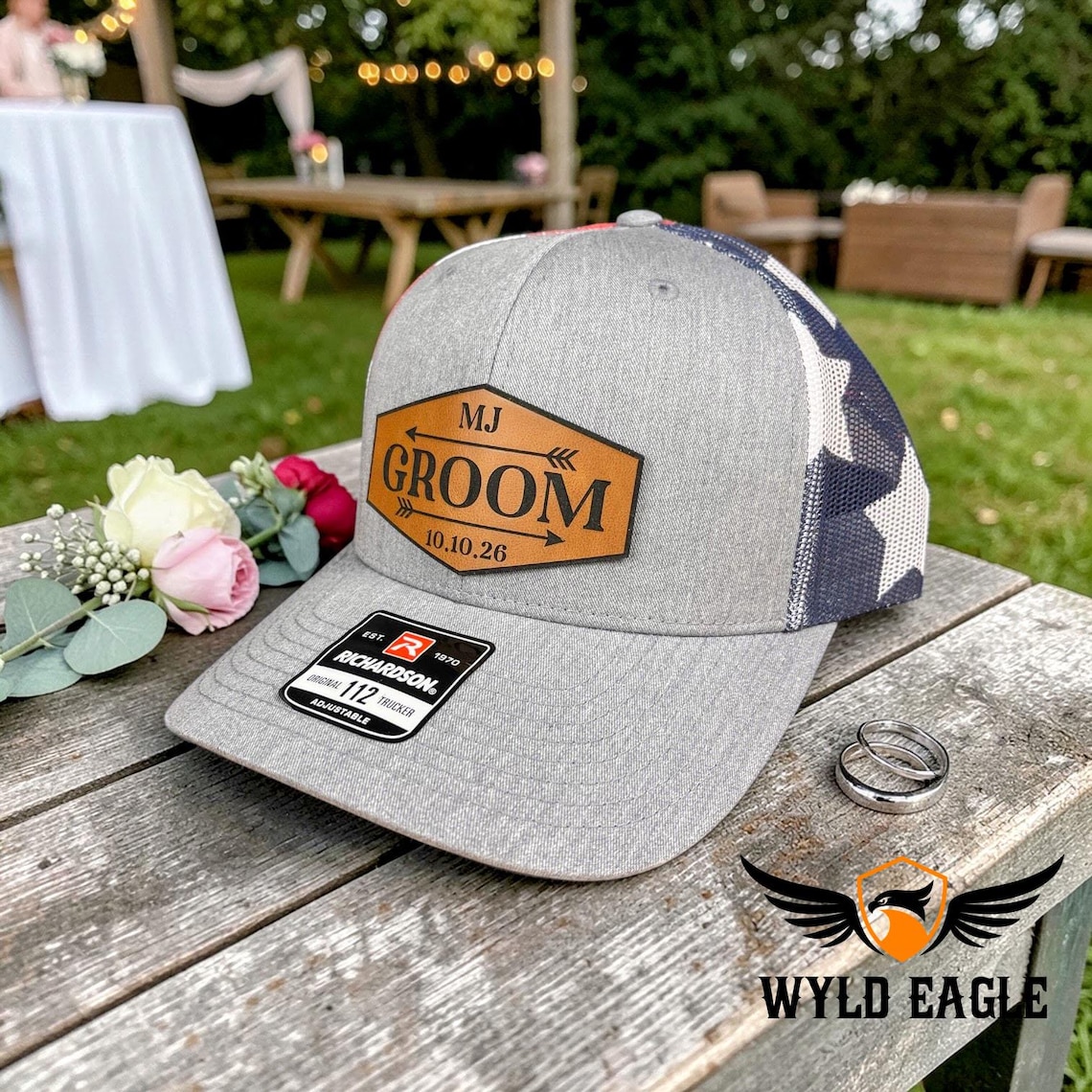 Custom Leather Patch Bachelor Party Hats, Groom & Best Man Trucker Hats view 9