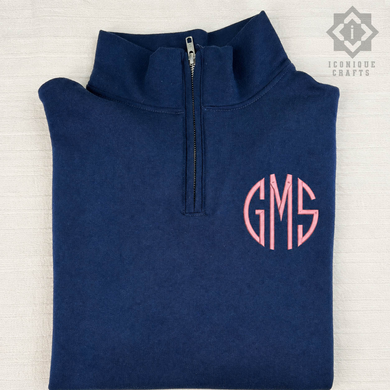Custom Embroidered Monogram Quarter Zip Sweatshirt view 9