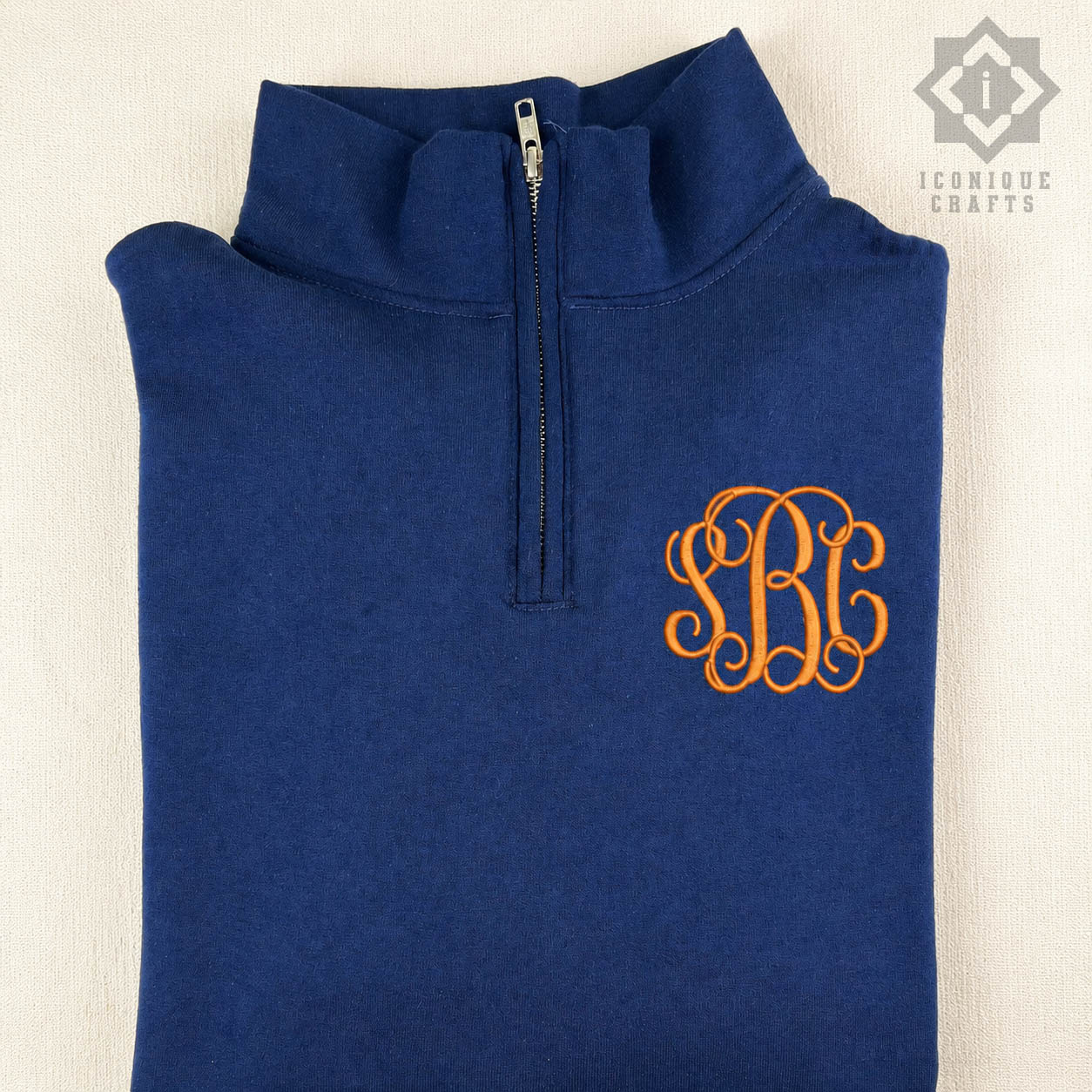 Custom Embroidered Monogram Quarter Zip Sweatshirt view 1