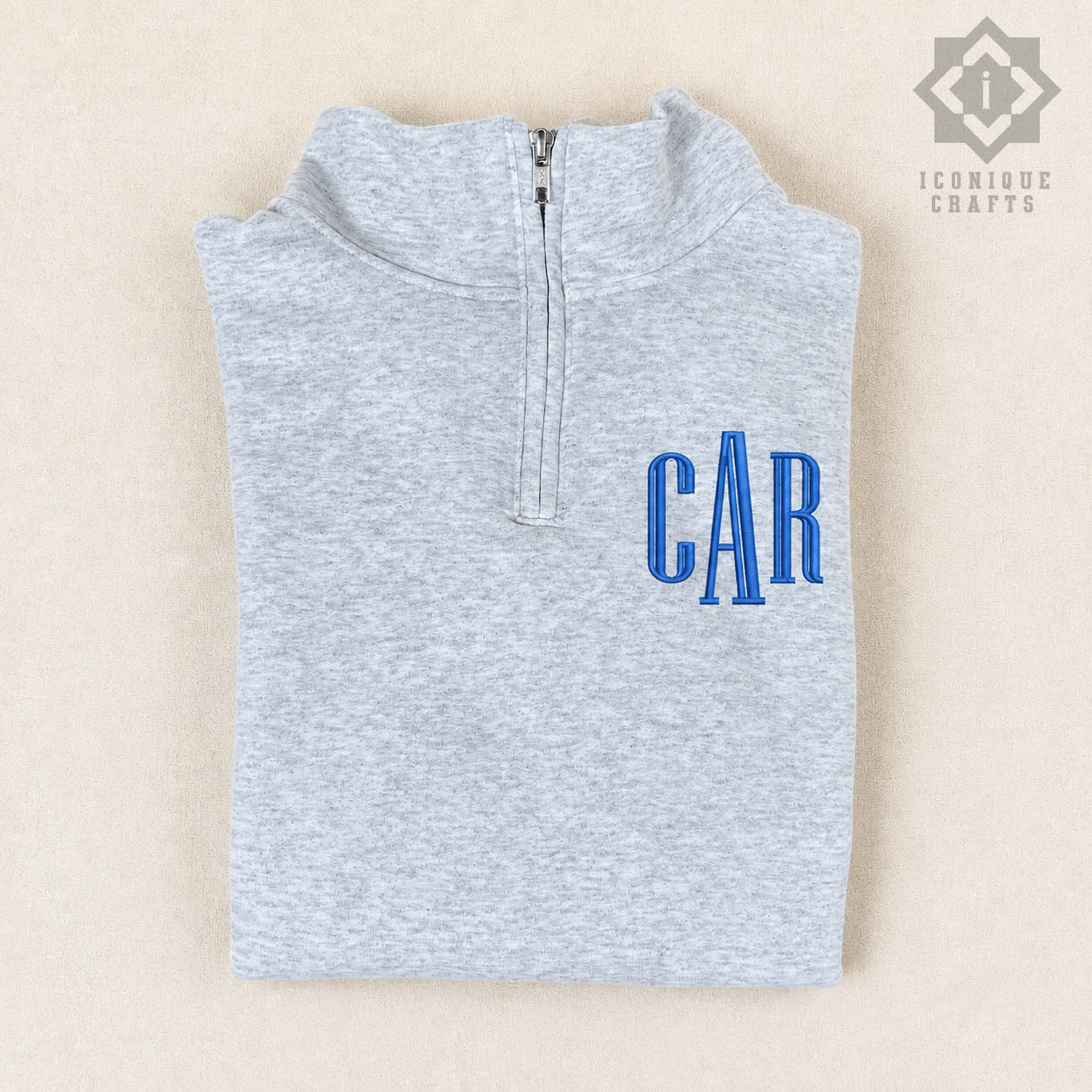 Custom Embroidered Monogram Quarter Zip Sweatshirt view 6