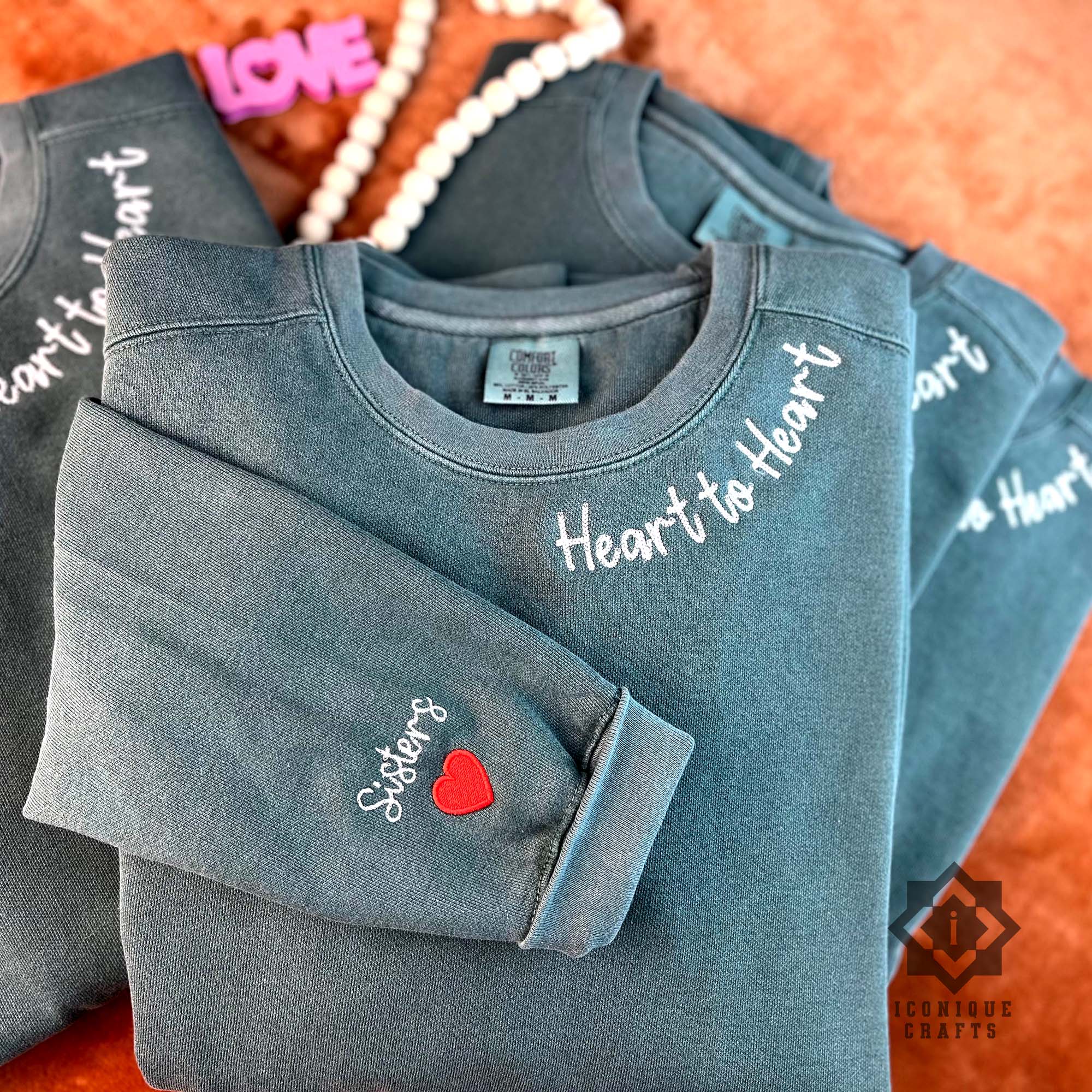 Custom Embroidered Sweatshirt, Gift for bride, Bridal Gift, Name On Neckline, Engagement Gift view 2