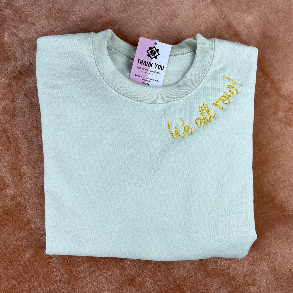 Custom Embroidered School Spirit Mama Grandma or Any Text on Neckline Sweatshirt, Names on Sleeve, Gift for Mom Mother Nana Sweater view 3