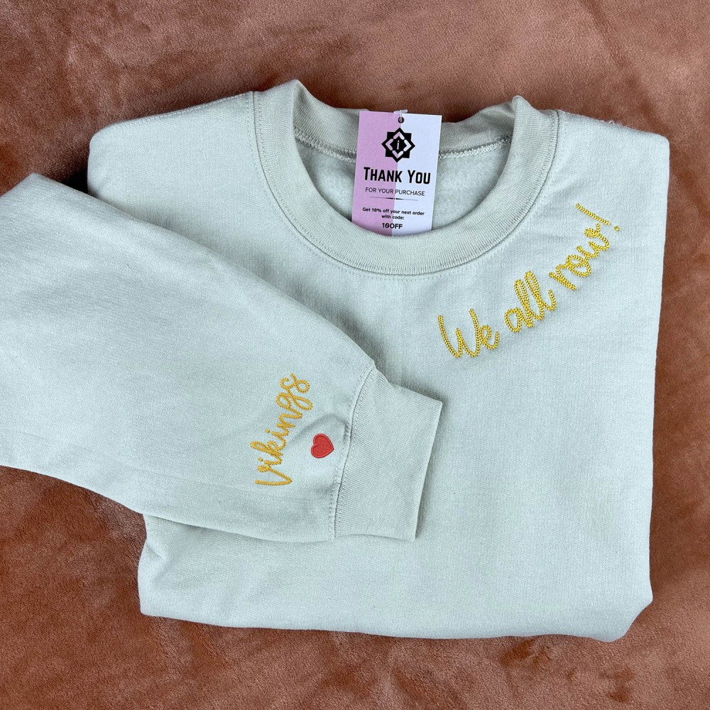 Custom Embroidered School Spirit Mama Grandma or Any Text on Neckline Sweatshirt, Names on Sleeve, Gift for Mom Mother Nana Sweater view 2