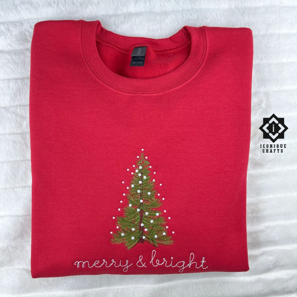 Personalized Christmas Sweatshirt - Custom Embroidered Tree Design - Holiday Sweater Gift for Women & Men view 3