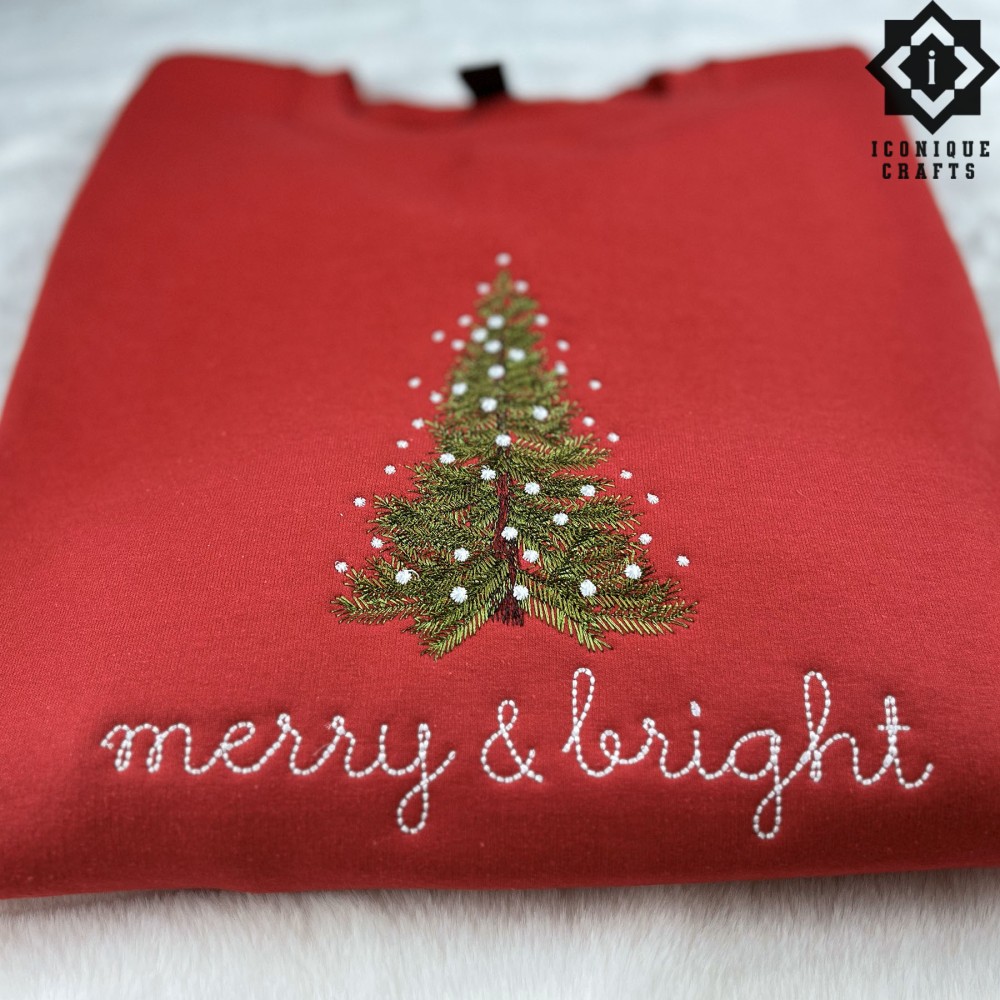 Personalized Christmas Sweatshirt - Custom Embroidered Tree Design - Holiday Sweater Gift for Women & Men view 2