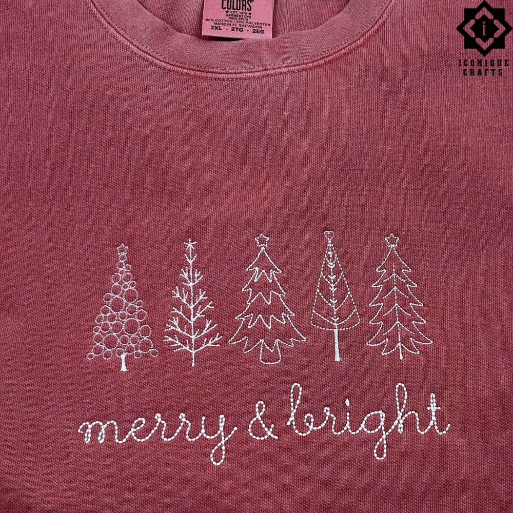 Embroidered Christmas Trees Sweatshirt – Festive Holiday Sweater for Christmas view 2